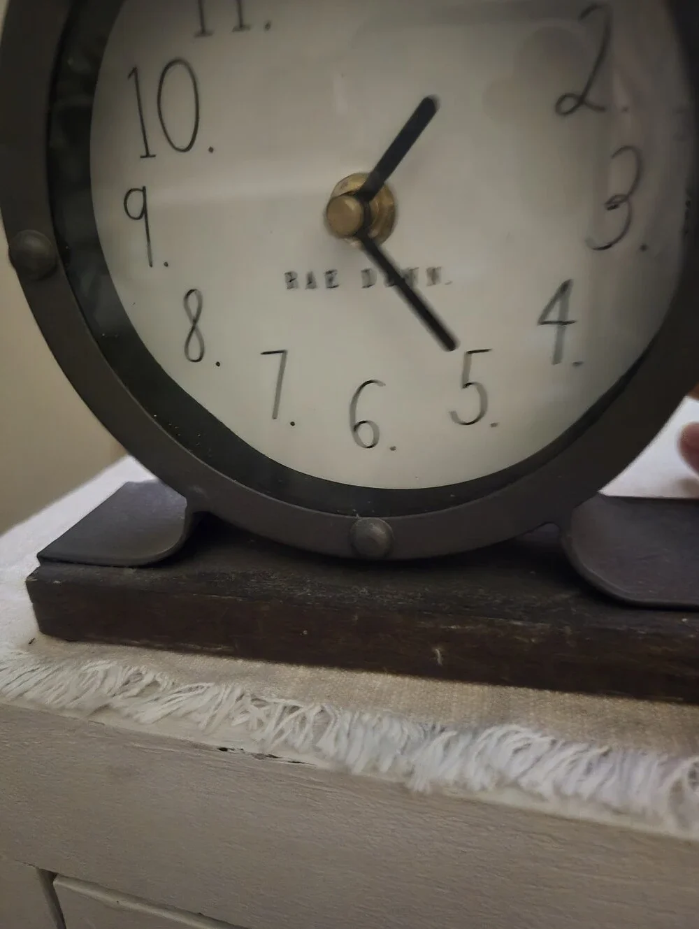 Rae Dunn Silver Metallic Table Clock with White Face